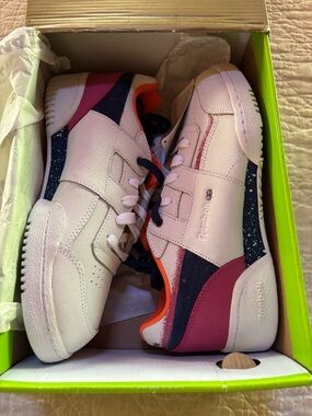 Reebok Workout Plus Montana Junior Leather Sneakers White/Orange/Ultramarine